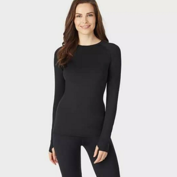 cuddle duds long sleeve crew with thumbholes